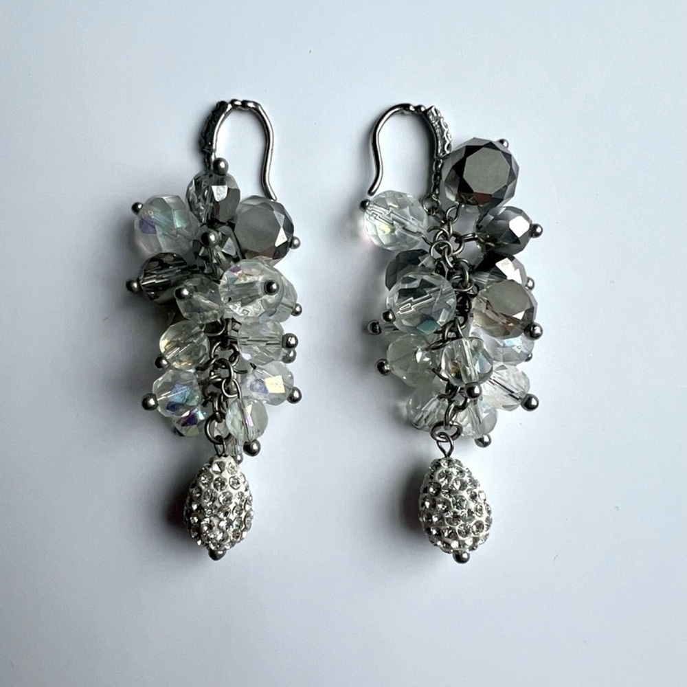 Silver Crystal Drop Earrings